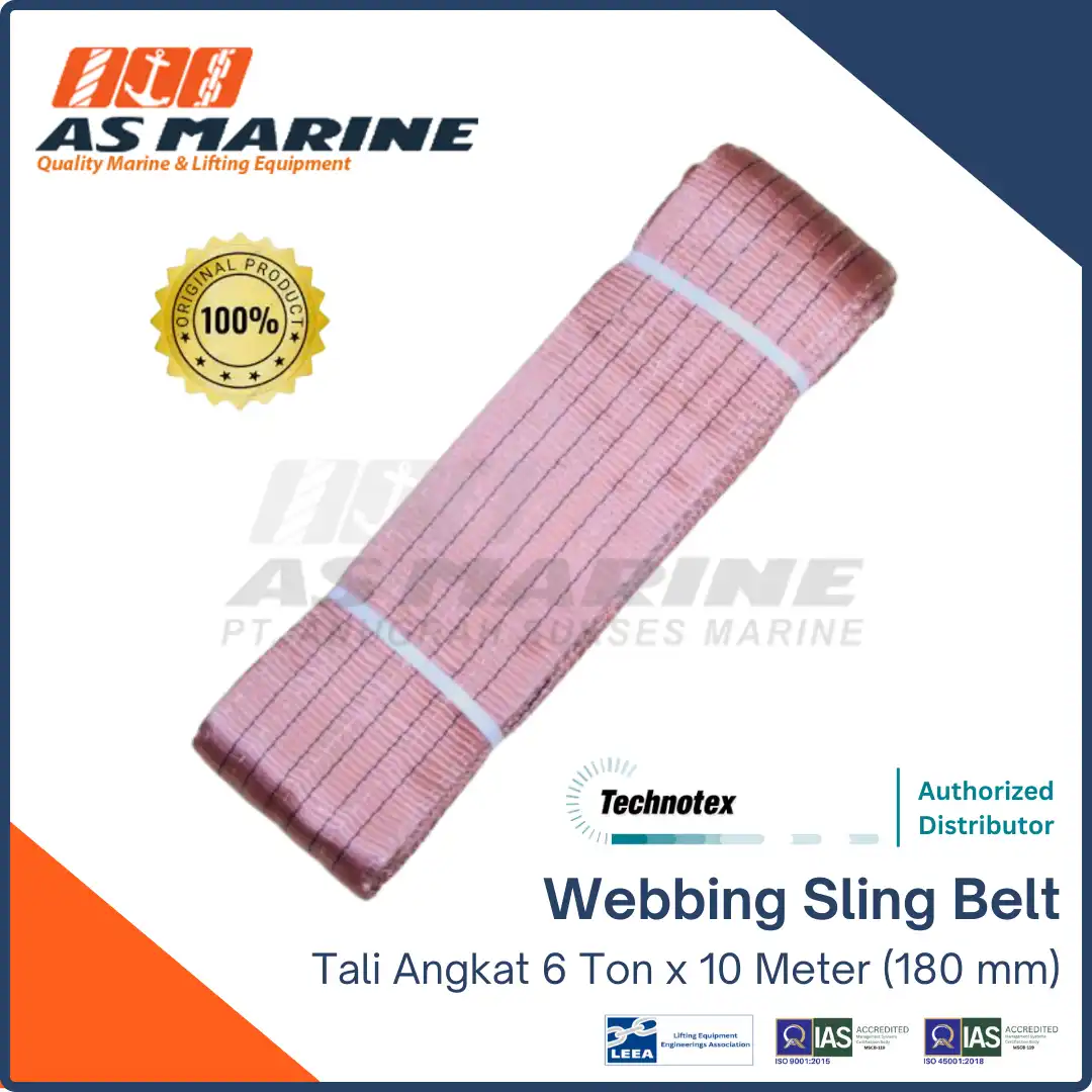 Webbing Sling Belt / Tali Angkat 6 Ton x 10 meter 180 mm Technotex Holland